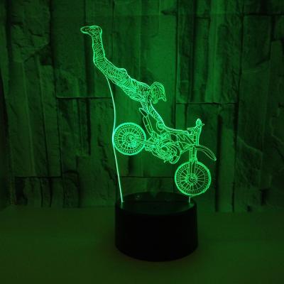 China Decoration Bicycle Shape 3D Illusion Led Night Light For Room Decoration In Christmas for sale