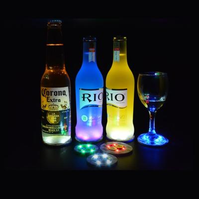 China 2019 Hot Selling ABS 3M Sticker Waterproof Led Coaster For Beer/Vodka Bottle for sale