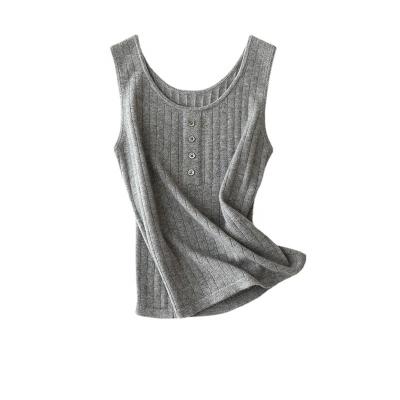 China Cashmere Wool Cashmere Women Fashion Tank U-Neck Solid Sleeveless Tops QUICK DRY OEM/ODM Inner Vest Knit for sale