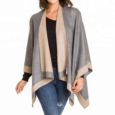 China Women Winter Long Poncho Pure Cashmere Blend Soft Poncho Shawl for sale