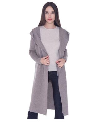 China PK18A91HX 100% pure cashmere anti-pilling long coat double bottom full overcoat with Hoodie for sale