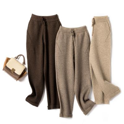 China Lady Cashmere Wool Breathable Women Knit Pants With Pockets for sale