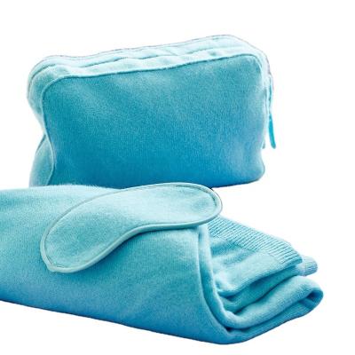 China P18C102BW High Quality Popular QUICK DRY Cashmere Luxury Comfortable Travel Set With Throw Cover, Reversible Eye Mask, Pocket Bag for sale