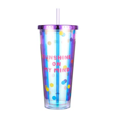 China 600ml Sustainable Wholesale Eco-friendly Plastic Coffee Mug Screw Cup Straight Cup Tumbler for sale