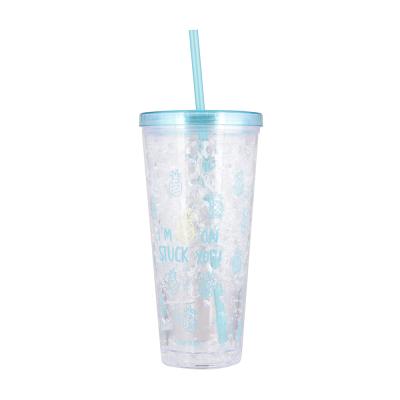 China Freeze Freezer Cup 650ml Sustainable Plastic Freezer Cup Cold Tumbler BPA Freezer Cup PS Frosted Cup for sale