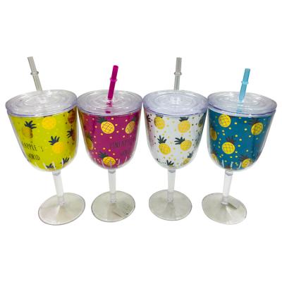 China Sustainable Plastic Tumbler Double Wall 16oz Plastic Wine Glass Wholesale Tumblers BPA Free for sale