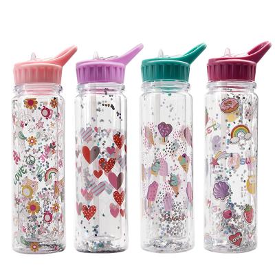 China Double Wall Sustainable BPA FREE Plastic Doll Picture Mug With Sippy Filter For New Year Gift 20oz for sale