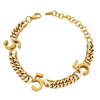 China European and American style bracelet CIO large chain hip-hop trend cool wind FASHIONABLE digital Cuban personality plated 18K gold jewelry for sale