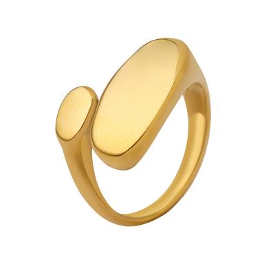 China TRENDY Minimalist 18k Gold Craft Ring 18k Gold Craft Ring Stainless Steel Flat Opening Jewelry European and American Statistical Style for sale