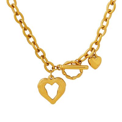 China FASHIONABLE French Style Peach Heart Love Necklace 18K Gold Jewelry Stainless Steel Jewelry for sale