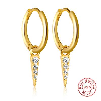 China FASHIONABLE Stylish S925 Silver Tassel Earrings with Geometric Triangle and Exquisite Diamond Inlay for sale