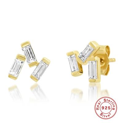 China Trendy and Eye-Catching Trendy Triangle Rhombus Rectangle Geometric Stud Earrings with Shiny Zircon Stones for sale