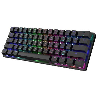 China Type C Drive US USB Interface RGB Backlight 61 Keys One Hand Mini Gaming Keyboard for sale