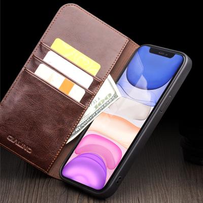 China Flip Style 2020 QIALINO Luxury Wallet Leather Case For iPhone 12 Max Pro for sale