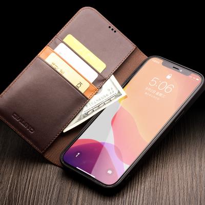 China Flip Style 2020 QIALINO Luxury Handmade Genuine Leather Case For iPhone 12 Pro for sale