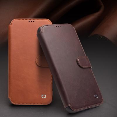 China Flip Phone Wallet Case For iPhone 12 Magnet Leather Flip Pro Style 2020 QIALINO Brand Full Grain Max for sale