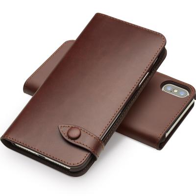 China QIALINO Brand Quality Ultra Thin Genuine Leather Flip Closure Tag Magnetic Book Case For Apple iPhone X for sale