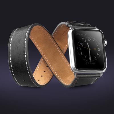 China Stylish and fashion QIALINO 38/42mm genuine leather for apple watch band with first layer cow for sale