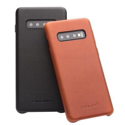 China QIALINO Ultra Thin Handmade Luxury Shockproof Leather Slim Back Cover For Samsung Galaxy S10 Case S10 Plus for sale