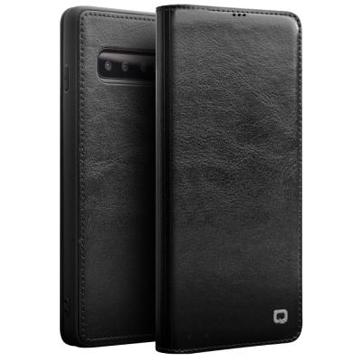 China QIALINO Ultra Thin High Quality Genuine Leather Magnet Flip Case For Samsung Galaxy S10 Plus Cover for sale