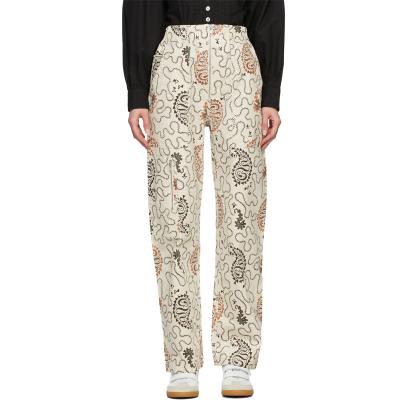 China Breathable OEM Embroider Print All Over Zipper Elastic Waist On Print Women Pants for sale