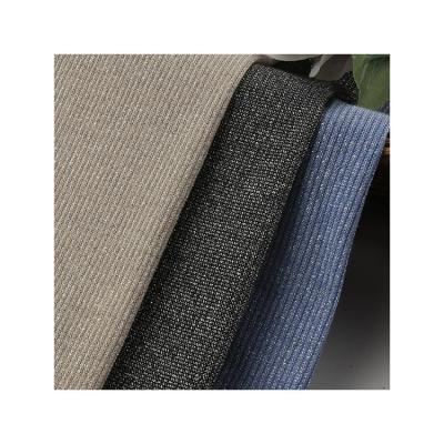 China China Supplier Wholesale Metallic 160gsm Lurex Rib Fabric For Dress Shine Metallic Ribbed Knitted Fabric For Shirts for sale