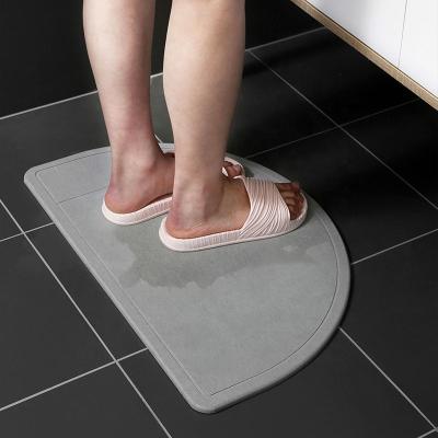 China Half Round Gray Natural Water Absorbent Diatom Sustainable Mud Mat for sale