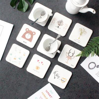 China Viable High Quality Printing Flower Etching Diatomite Square Cup Absorbent Coaster For Home for sale