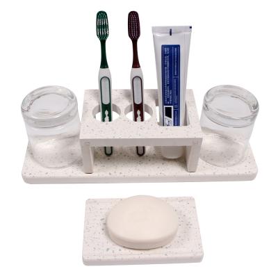 China New Viable Custom Design Assembled Diatomite Toothbrush Toothpaste Holder Bathroom Storage Rack for sale