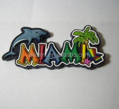 China Promotional 3D MIAMI City Name Souvenir PVC Soft Fridge Magnet Rubber Fridge Magnet for sale