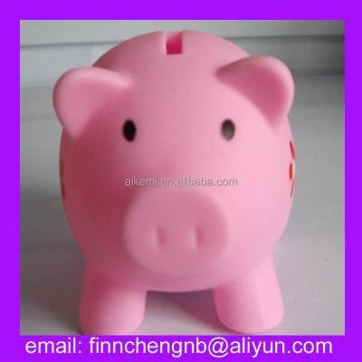 China Eco-friendly body vinyl 8.7x7x7.1cm pink color piggy bank, plastic piggy bank, kids plastic piggy banks for sale