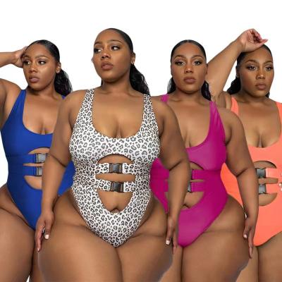 China Plus Size New 2022 Summer Leopard Print Bikini Plus Lady Fat Size Women One Piece Swimsuit Bikini With Blet Fashion Beach Wear for sale