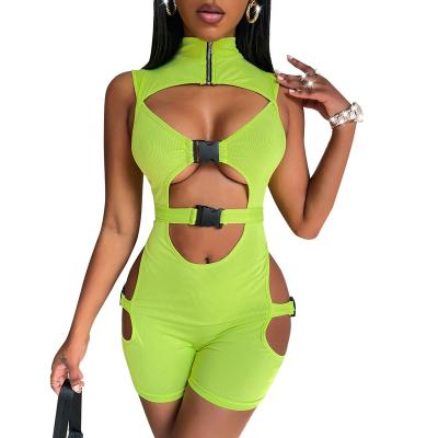 China Amazon Hot Sale 2022 New Summer Sexy Solid Cavity Short Sleeveless Overalls Women's Breathable Slim Women's Clothing for sale