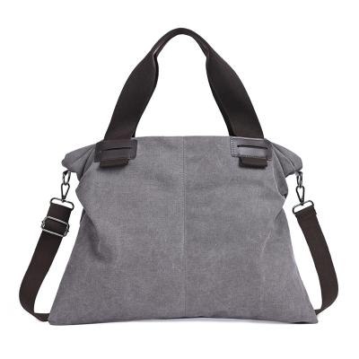 China Large capacity handled, minimalist, one-shoulder canvas bag, simple handbag, for ladies solid color tote bag for sale