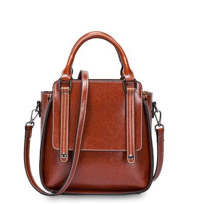 China Vintage 2020 Custom Design Handbag For Women Real Lady Genuine Leather Tote Bag Oil Wax Bags for sale