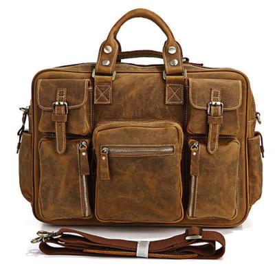 China Vintage high grade first layer crazy horse real leather men's casual men's shoulder bag for sale