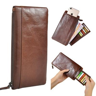 China Wholesale 2017 Multifunctional Genuine Leather Explosion Long Zipper Men's Wallet Large Capacity Wallet Phone Bag Genuine Leather Long Zipper Men's Wallet for sale