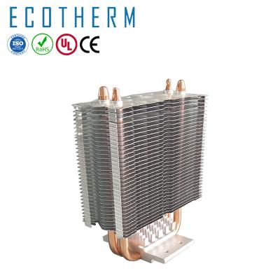 China LED Light Cooling Custom LED Light Cooling Stacked Fin Heatsink With 2 Copper Heatpipes for sale