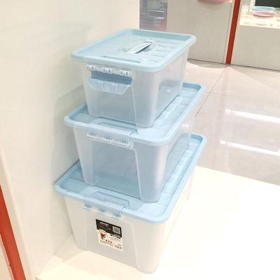 China Sustainable Kitchen Sundries Organizer Clear Plastic Storage Box Trash Can With Handle for sale