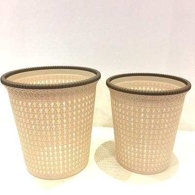 China Sustainable Rattan Cheap Thickened Plastic Garbage Waste Bin Paper Basket for sale