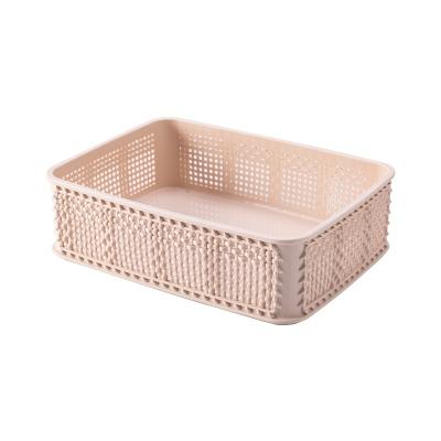 China Plastic Storage Household Viable Bathroom Rattan Storage Basket Toys Organizer With Handle taizhou waste basket box for sale