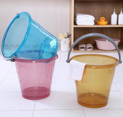 China Household Sustainable Transparent Plastic Bath Bucket Round Bucket With Handle for sale