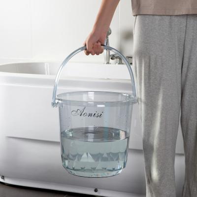 China Household Sustainable Transparent Plastic Bath Bucket Round Bucket With Handle for sale