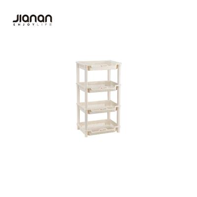 China 4 Tier Sustainable Adjustable Household White Plastic Corner Rack Shelf For Sale for sale