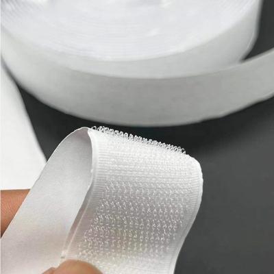 China China Factory Direct Selling High Quality White Elastic DC Hook And Loop Belt With Adhesive Backing for sale