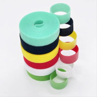 China Colorful Elastic High Quality Flexible Rubber Band Double Sided Cable Tie Hook And Loop Tape for sale