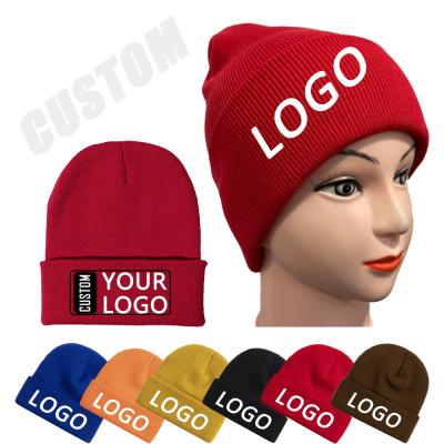 China Custom Custom Hats COMMON Logo Colors Warm Beanie Hats Logo Beanie Hats Winter Solid Unisex Beanies for sale