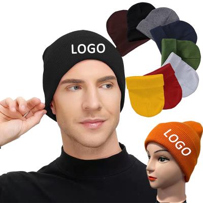 China Wholesale Knitted Unisex Custom Winter Beanie Hats Logo Beanies Hats Hot Selling 2021 COMMON Hats for sale