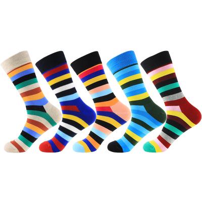 China Manufacturer Custom Men Crew Cotton QUICK DRY Sport Socks Funny Colorful Dress Stripe Socks for sale