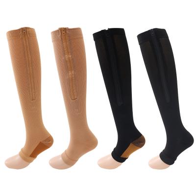 China Custom Wholesale Breathable Zipper Compression Socks New China Knee High Compression Athletic Socks for sale